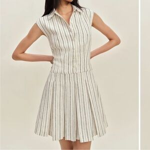 New Reformation Arella Linen Dress in Elsie Stripe